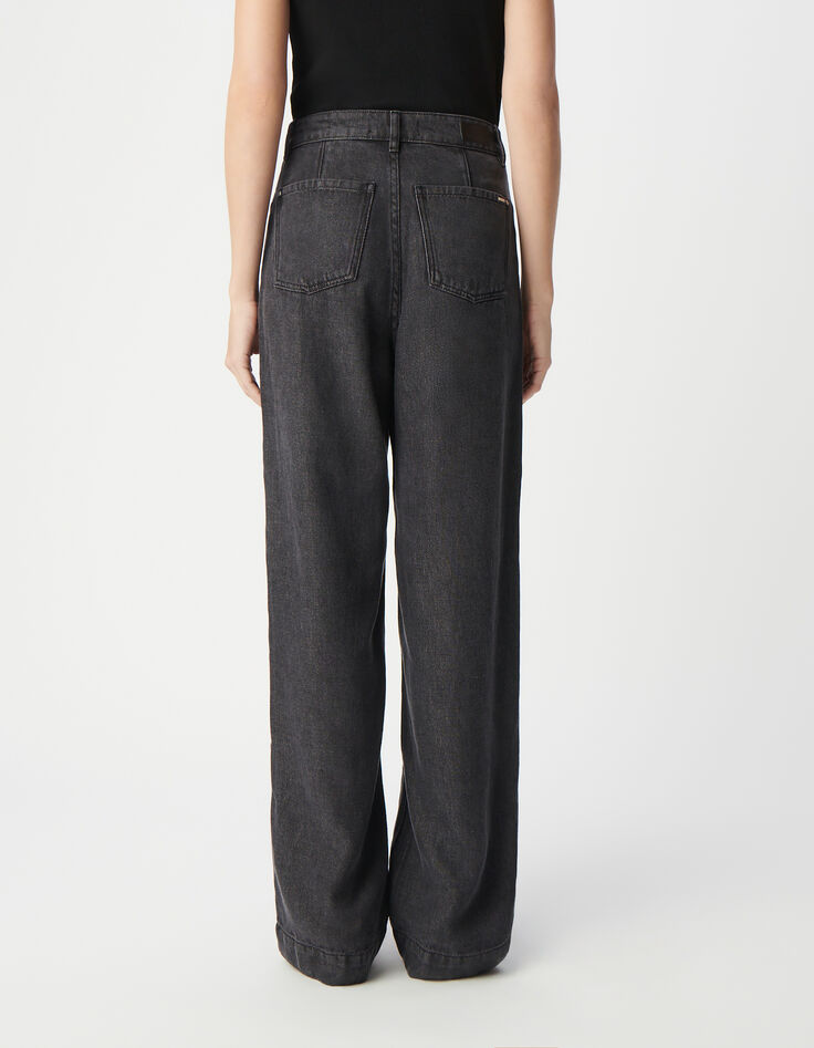 Women's Lyocell&reg; charcoal grey wide-leg jeans-3