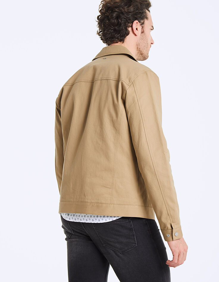 Men's mink-colour zipped pockets jacket-4