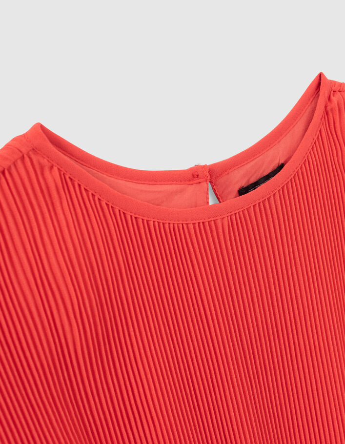 Robe rouge plissée avec ceinture fille - IKKS