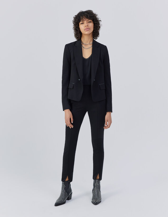 Blazer in zwarte twill aansluitende coupe dames-5