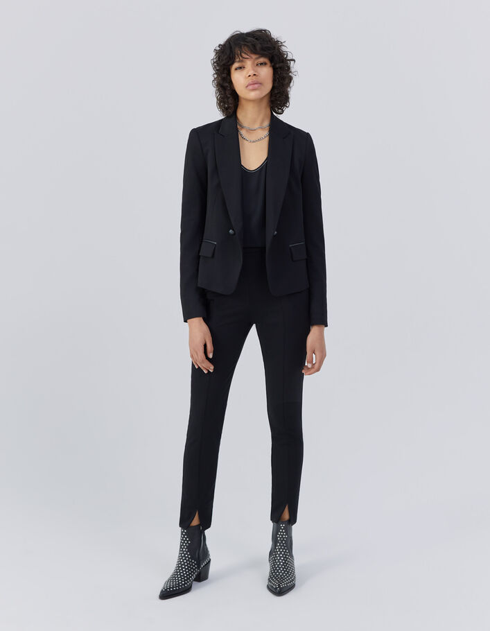 Women’s black twill fitted suit jacket-5