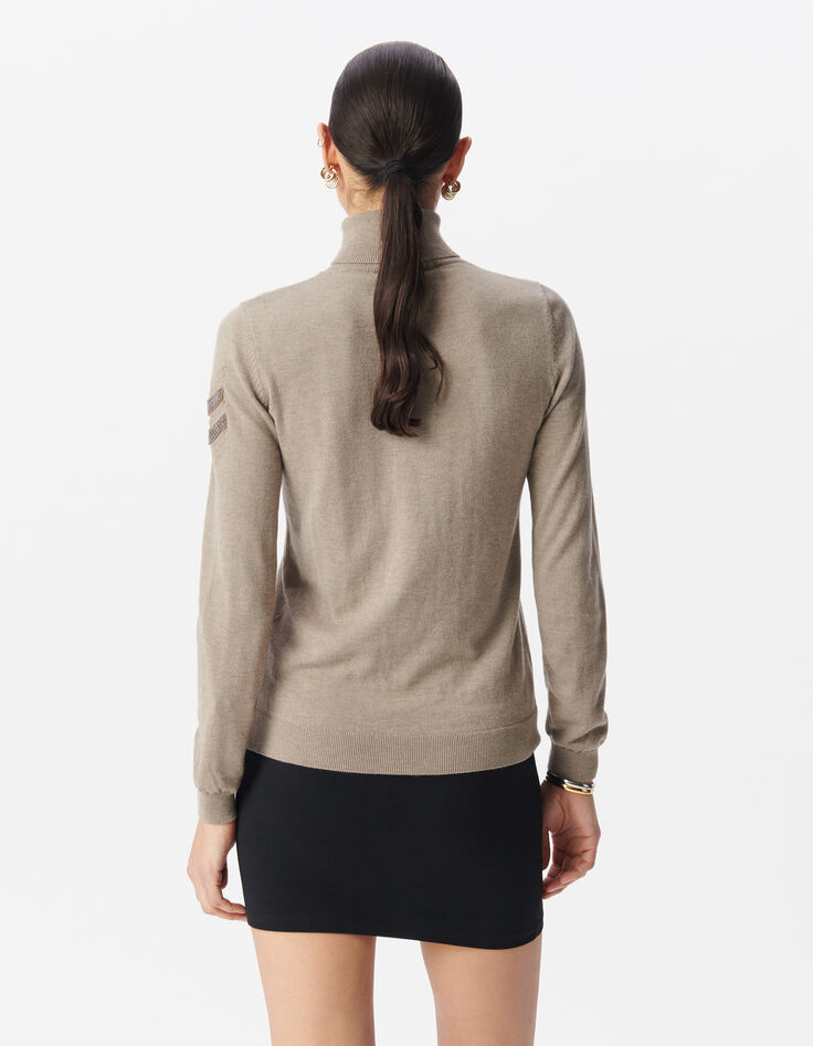 Pull sésame tricot chevrons brodés Femme-3