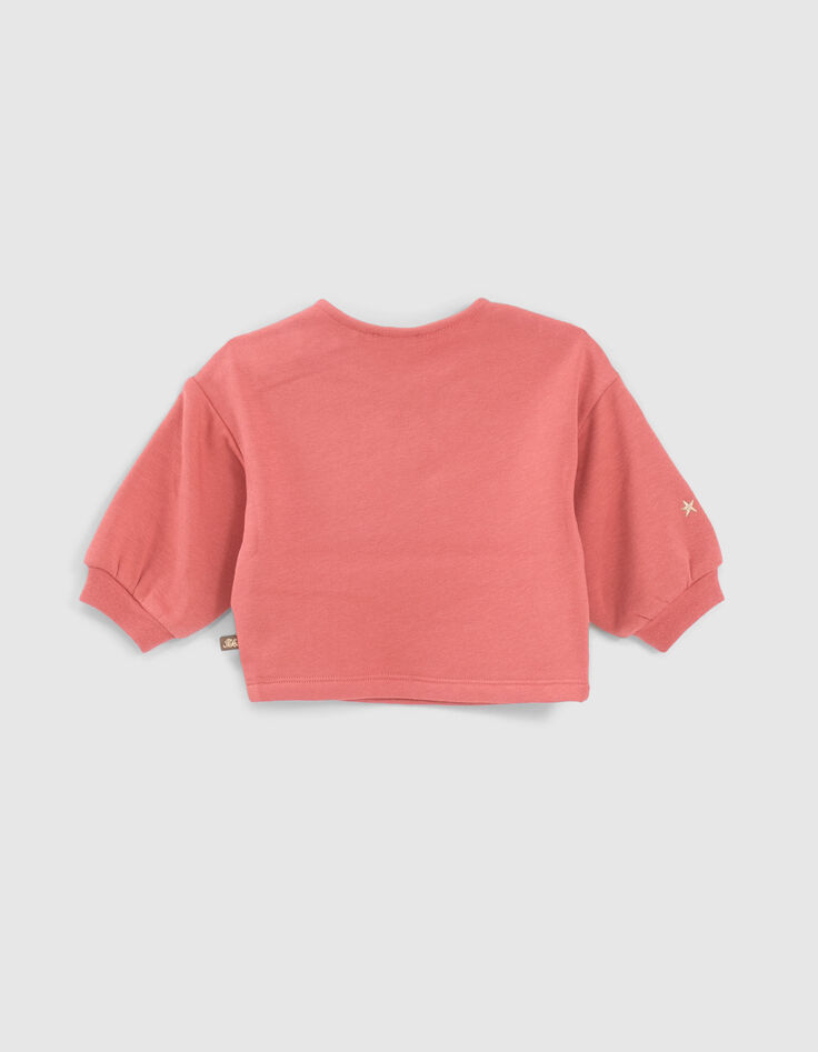 Sweat bois de rose broderies et flocages bébé fille-3 Sweat bois de rose broderies et flocages bébé fille-3