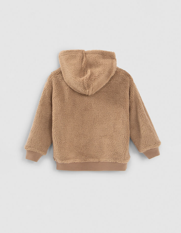 C&aacute;rdigan reversible crudo Sherpa y moka felpa ni&ntilde;o-6