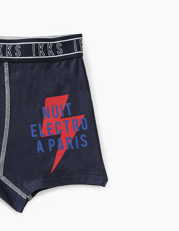 Boxers gris chiné moyen imprimé et navy uni garçon -5