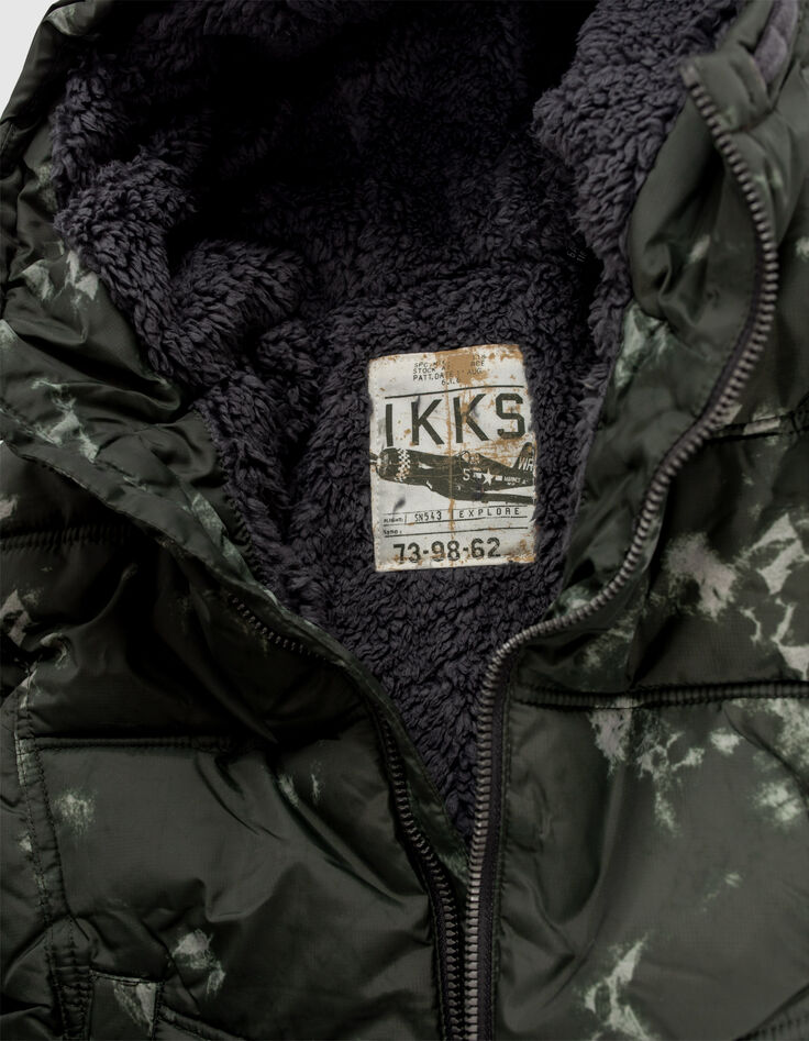 Boys’ khaki tie-dye hooded padded jacket-6