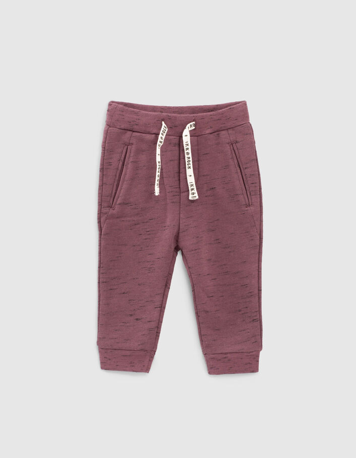 Baby boys’ ecru T-shirt and purple joggers outfit - IKKS