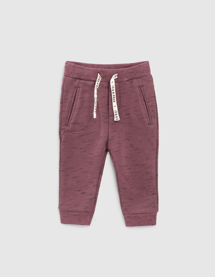 Baby boys’ ecru T-shirt and purple joggers outfit-6