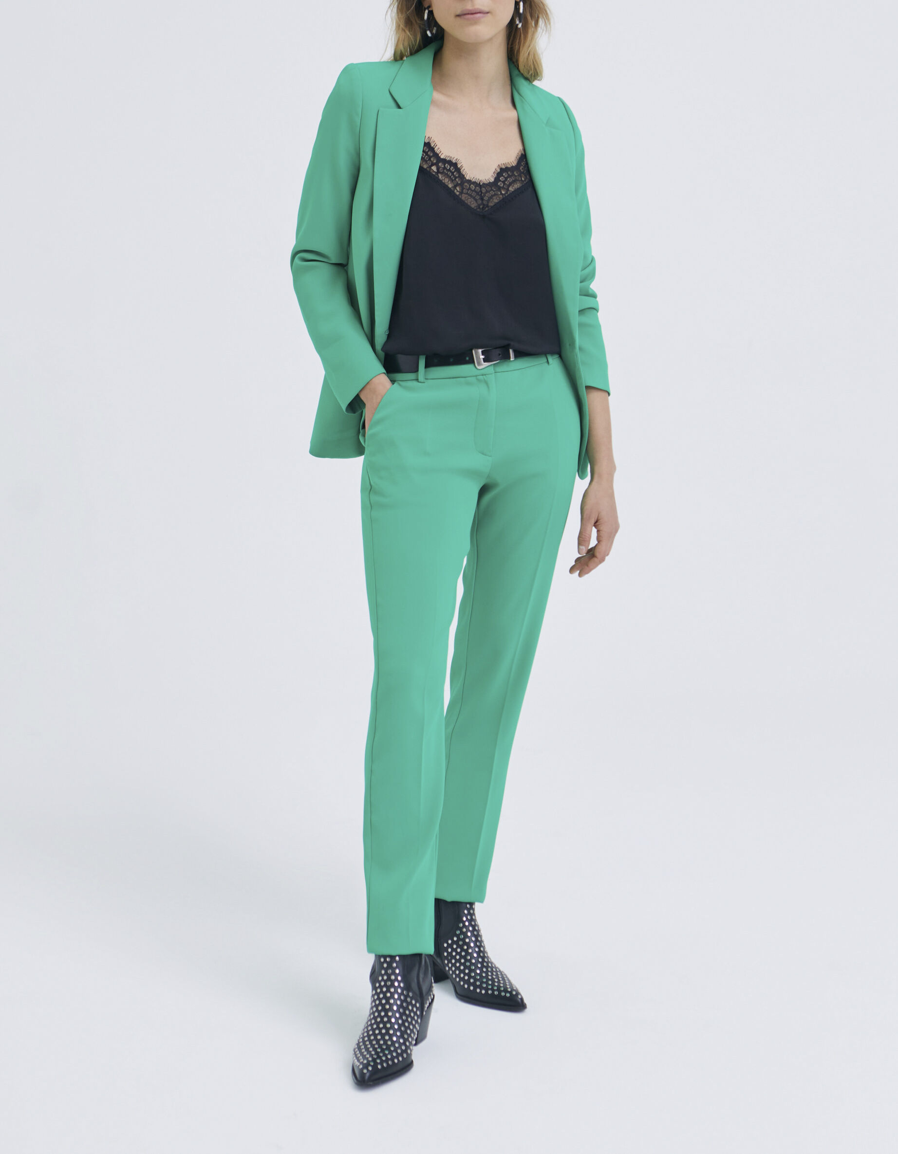 Pantalon vert taille haute femme sale