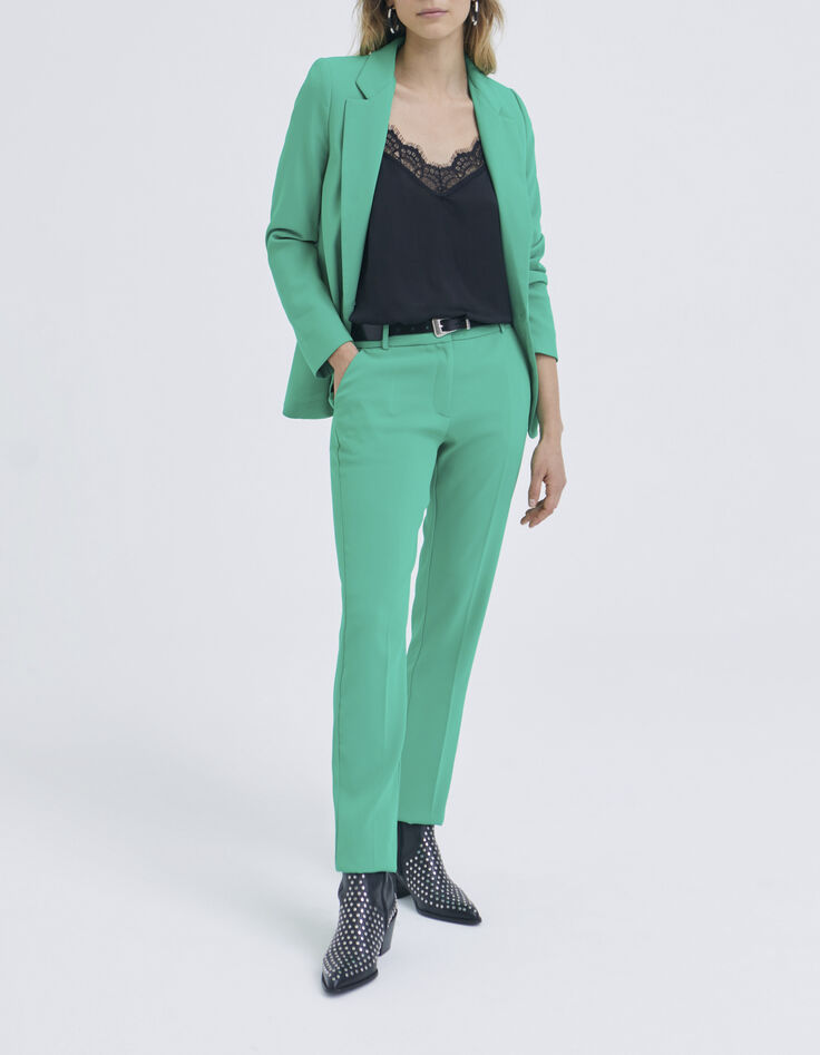 Grüne Damenhose mit hohem Bund-3