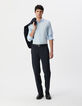 Camisa SLIM azul cielo rayas finas Hombre-1