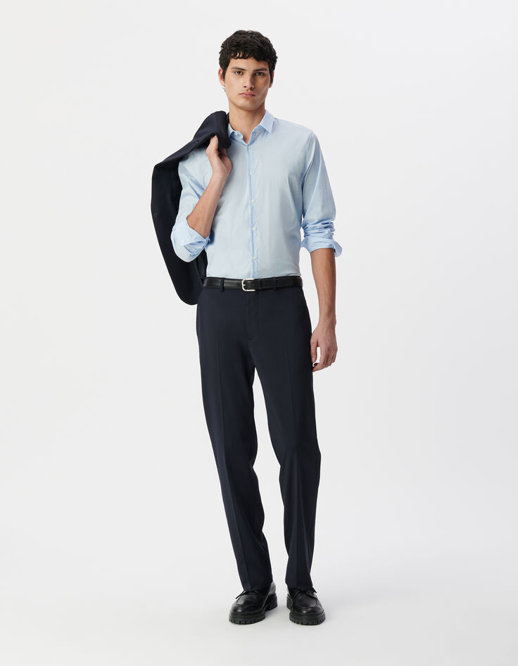 Camisa SLIM azul cielo rayas finas Hombre-1