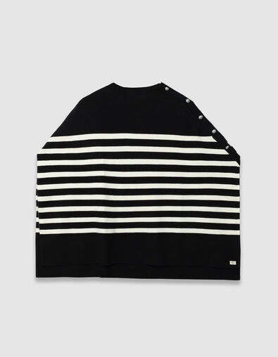 Women’s black sailor-stripe knit cape - IKKS