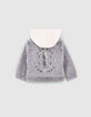 Baby girls’ light grey organic denim jacket + ethnic braid-2