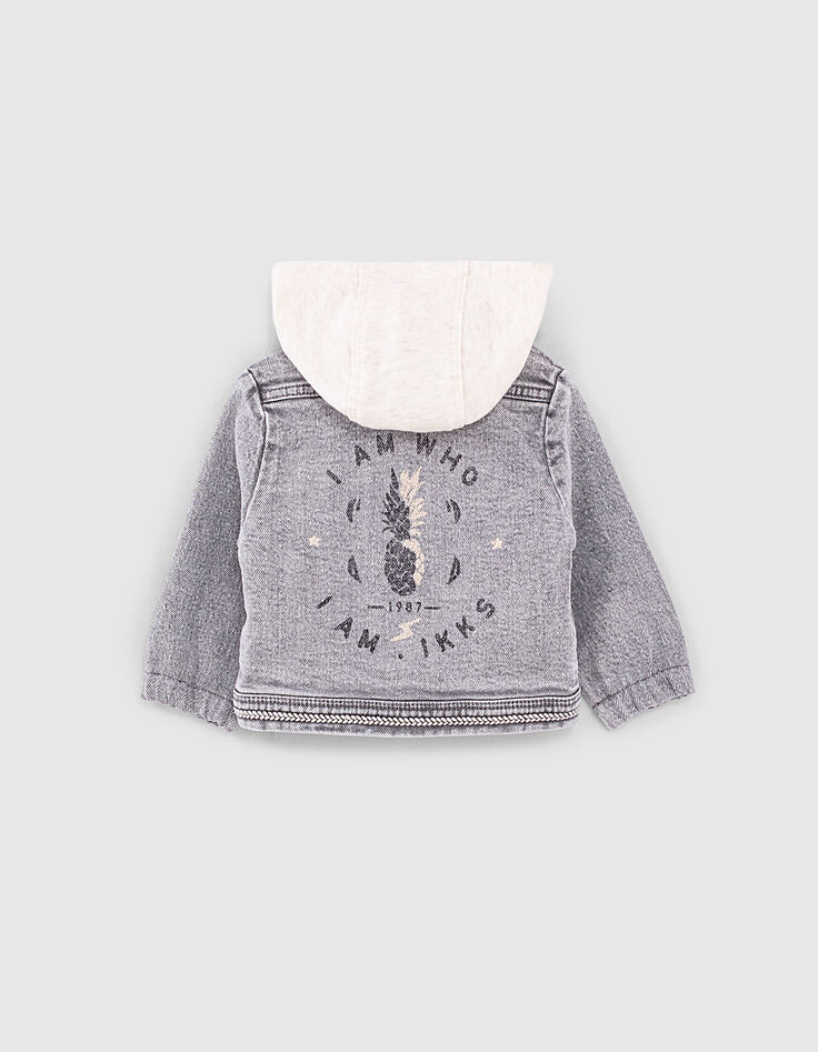Baby girls’ light grey organic denim jacket + ethnic braid-2