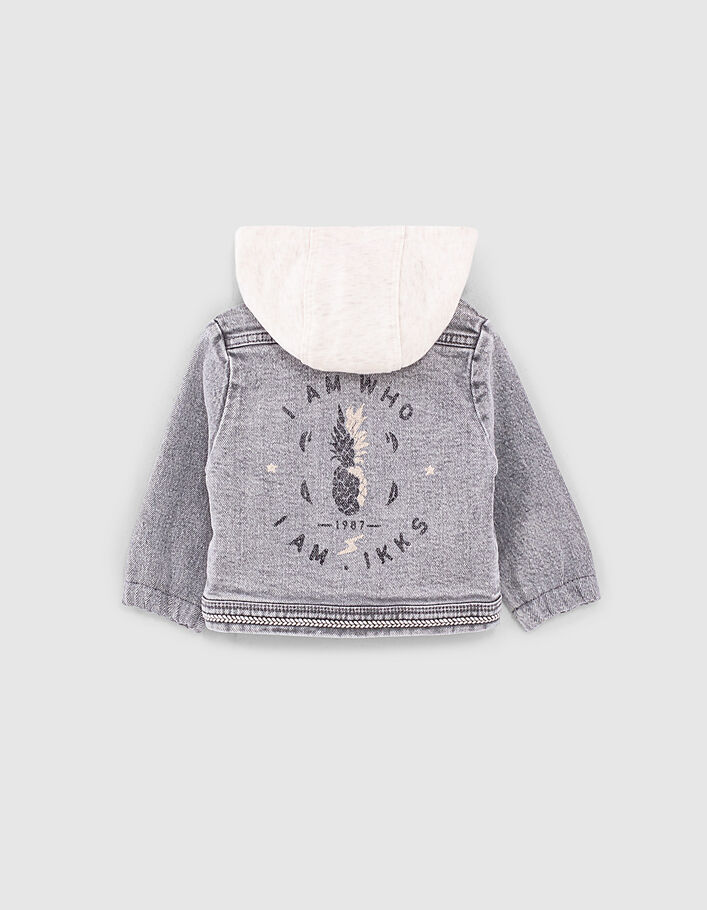 Baby girls’ light grey organic denim jacket + ethnic braid - IKKS