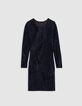 Robe marine maille métallisée drapée Femme-6 Robe marine maille métallisée drapée Femme-6