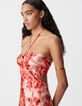 Robe longue rouge imprimé batik dos ouvert Femme-5