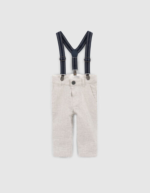 Baby boys’ beige striped trousers with braces