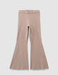 Pantalon flare beige tricot fille-3