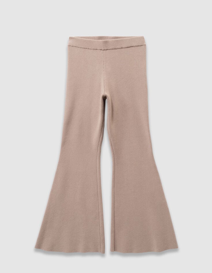 Pantalon flare beige tricot fille-3