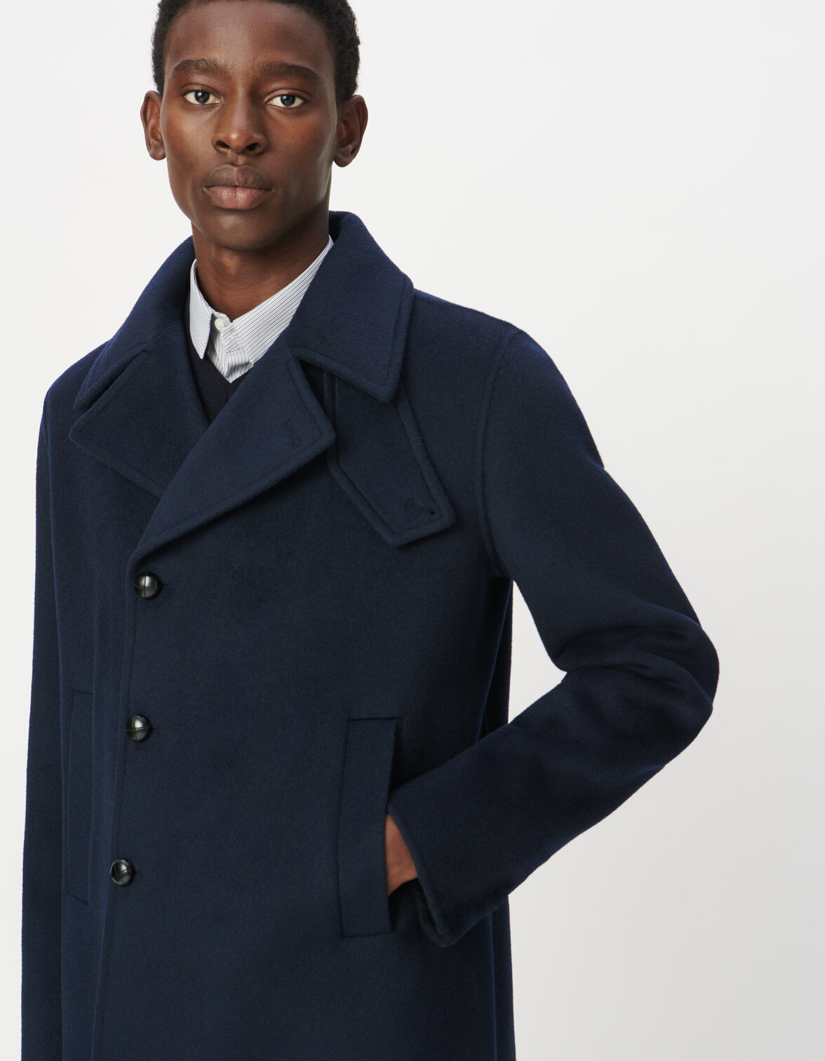 Heren peacoat van marineblauwe wol IKKS