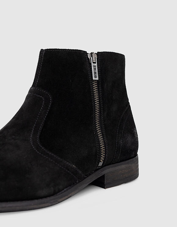 mens black suede boots with zipper