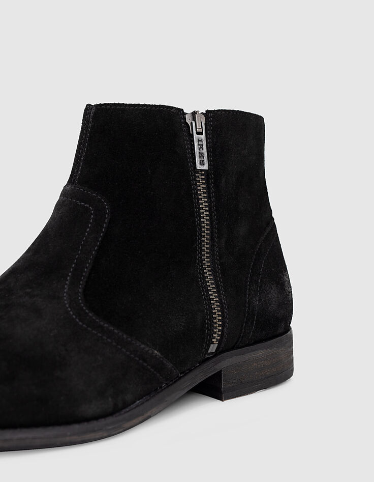 Men’s black zipped suede boots-4