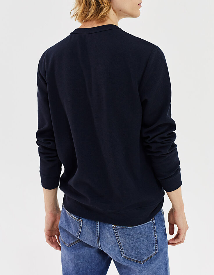 Men’s navy organic waffle sailor-style sweatshirt-3