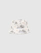 Boys’ printed ecru/navy reversible sun hat-1