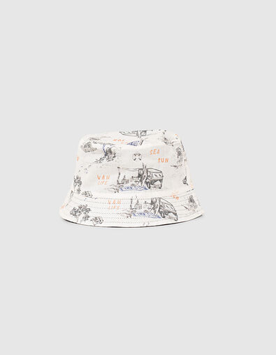 Boys’ printed ecru/navy reversible sun hat - IKKS