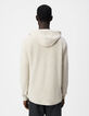 Men's beige relief mesh hooded T-shirt-3