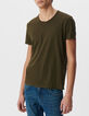 Dark Khaki Herren-T-Shirt Essentiel mit V-Ausschnitt-1