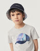 Boys' medium grey marl lenticular cap T-shirt -1