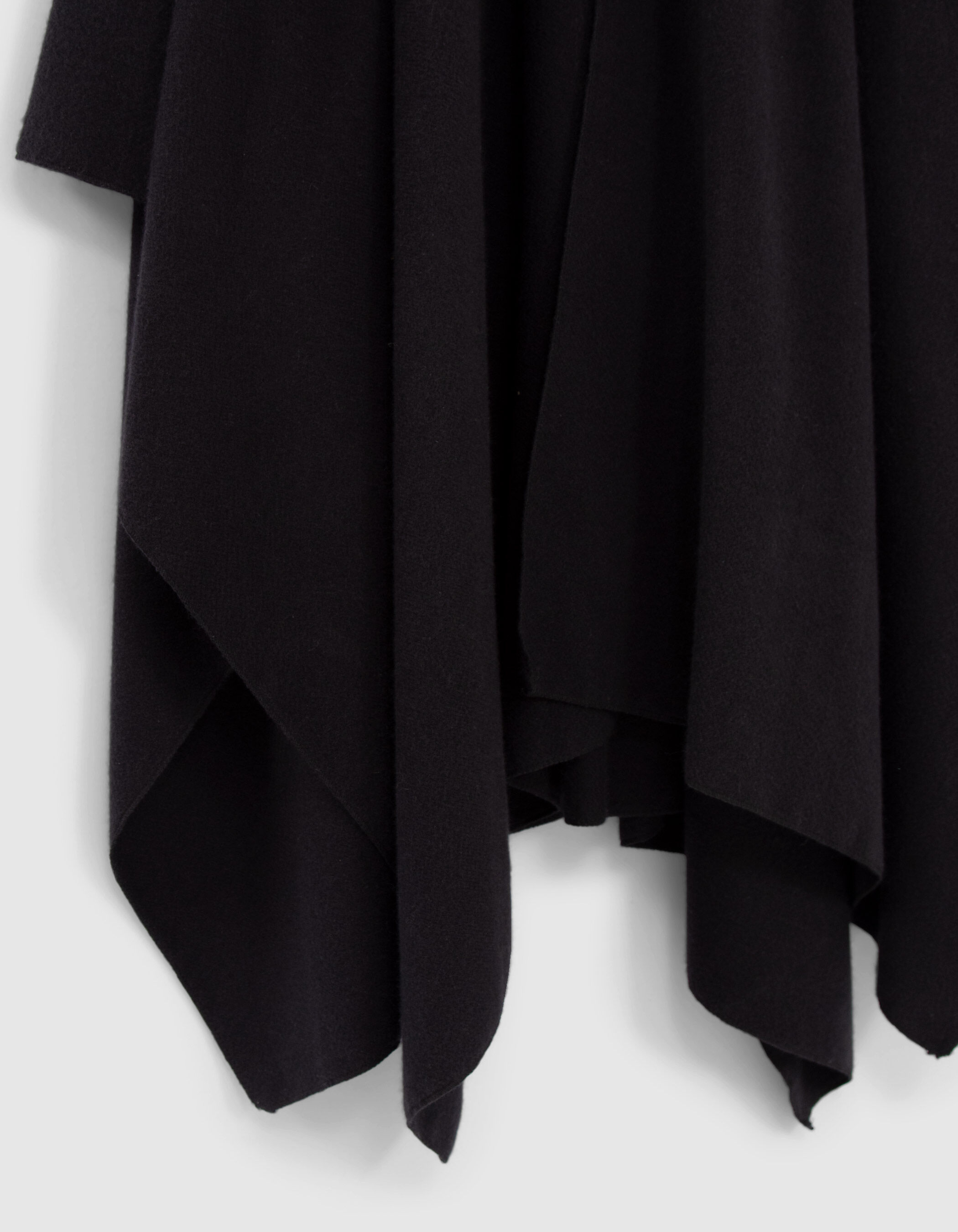 Women s black fleece poncho with fringed back