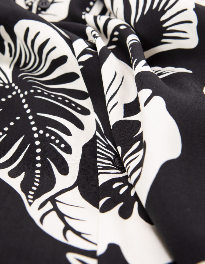 Pure Edition – Men’s black tropical flower REGULAR shirt - IKKS