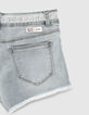 Mädchen-Jeansshorts mit Spitze, Bio, in Bleach Blue -7