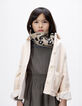 Girls’ beige knit snood with leopard motif-1
