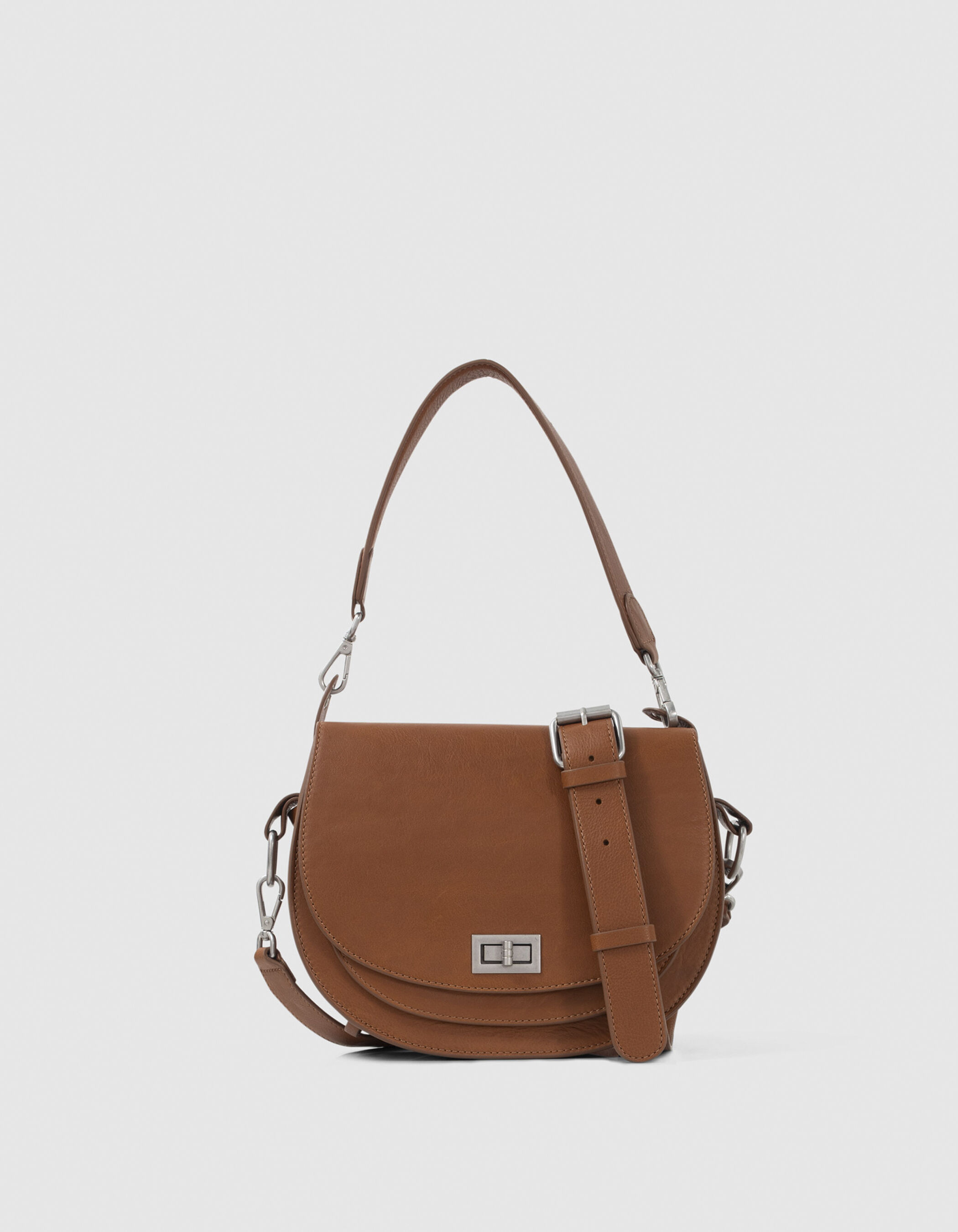 Sac besace The Waiter camel en cuir Femme