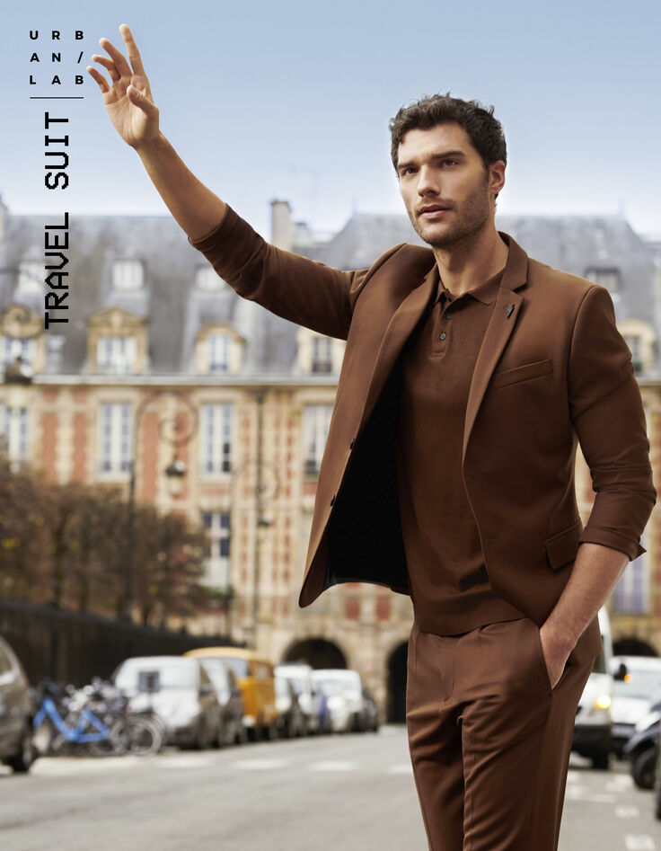 Veste de costume moka TRAVEL SUIT Homme-1