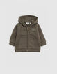 Cardigan kaki zippé à capuche bébé garçon-1