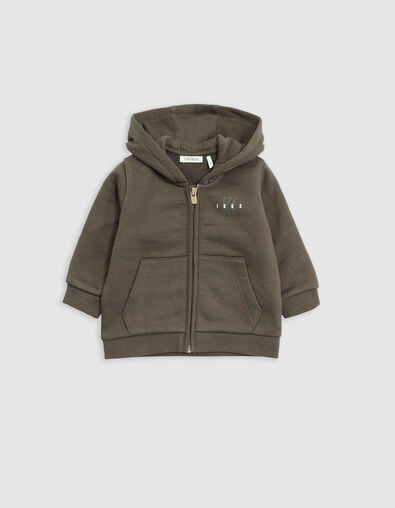 Cardigan kaki zippé à capuche bébé garçon - IKKS