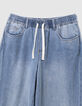 Girls’ blue wide-leg jeans with elasticated waist-2