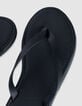 Women's flat black leather flip-flops-5