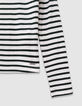 Girls’ green and white striped long-sleeved T-shirt-5