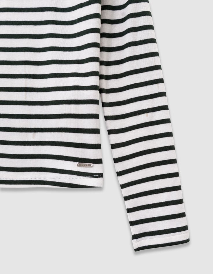 Girls’ green and white striped long-sleeved T-shirt-5