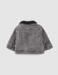 Veste en jean grise fourrée broderie dos bébé garçon-4