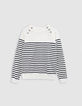 Pull marinière tricot rayé avec boutons gravés Femme-5