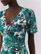 Women’s green plant print long dress-4