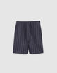 Boys' navy knit pinstriped Bermuda shorts-1